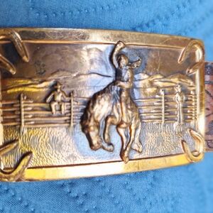 Vintage Miller Leather Belt w/ Vintage Old Bronco Buster Buckle - USA Colo